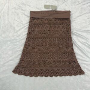 Solitaire by RAVI KHOSLA Lace Skirt, Size S, color: Brown, NWT
